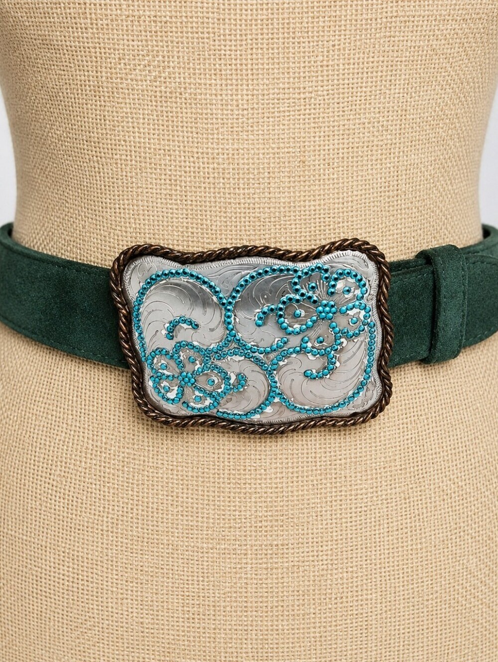 Vintage  Western jeweled‎ buckle belt S/ M